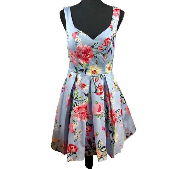 Trixxi Other - Trixxi Blue Floral Fit and Flare Dress Junior Size 9 NWT